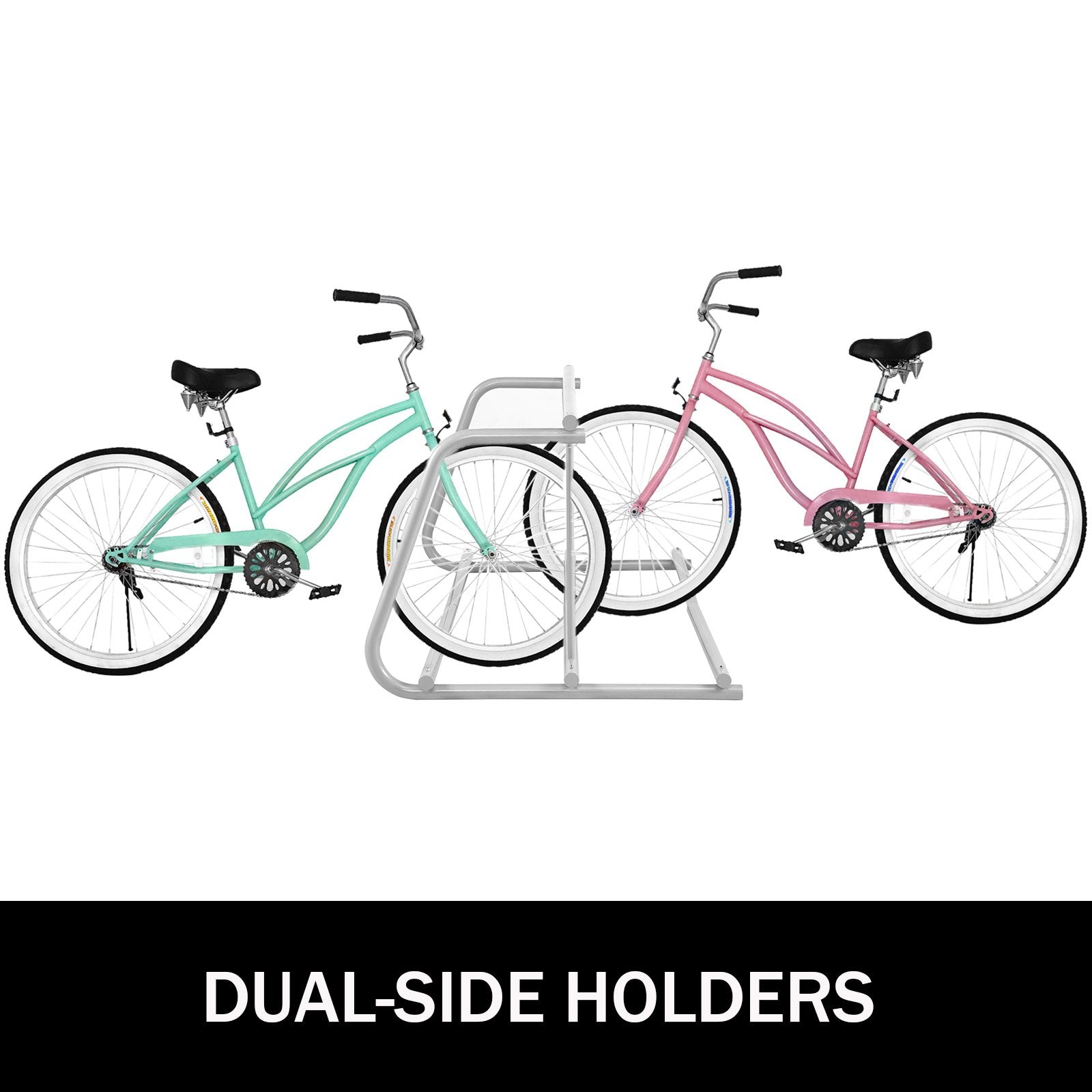 10 Holders Floor Bike Rack, 59" Length All-Steel Grid Bike Rack, 10-Bike Capacity Dual-Side Storage Stand for Garages Streets Yards Bike Events - Image 3