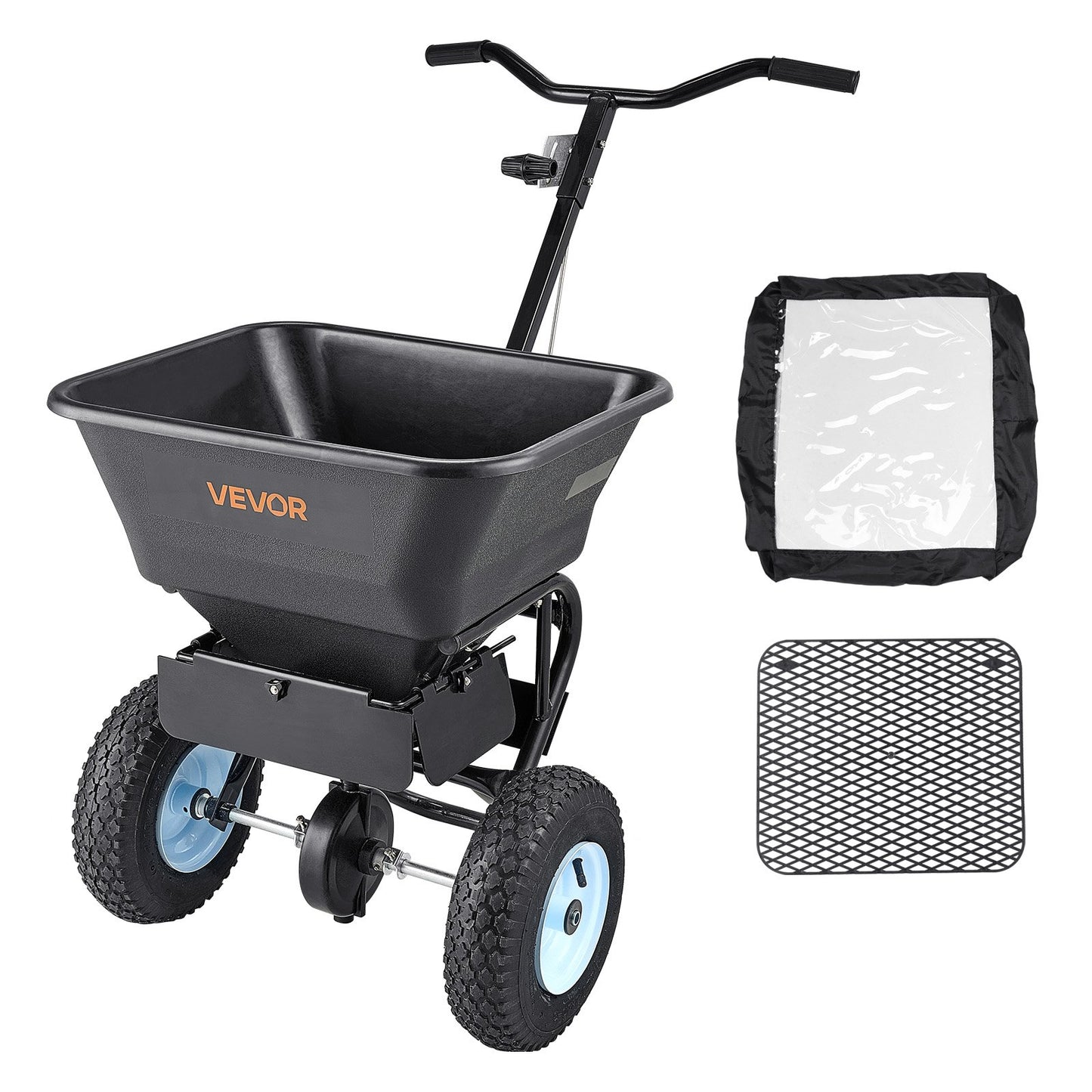 Lawn Spreader, 100LBS Capacity, Walk-Behind Push Spreader, 0-9.8ft Spreading Width, 13 in All Terrain Pneumatic Tires, Fertilizer Spreaders with Hopper Grate, for Seed Salt Ice Melt - Image 9