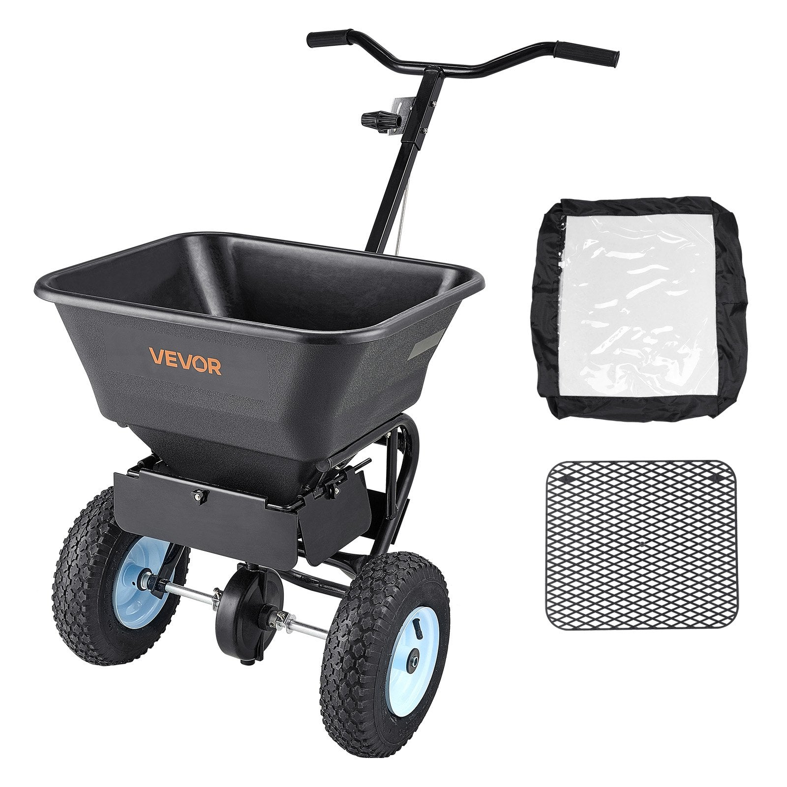 Lawn Spreader, 100LBS Capacity, Walk-Behind Push Spreader, 0-9.8ft Spreading Width, 13 in All Terrain Pneumatic Tires, Fertilizer Spreaders with Hopper Grate, for Seed Salt Ice Melt - Image 9