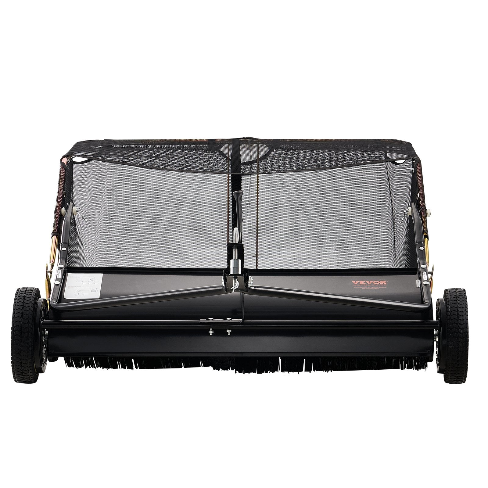 106.6 cm Lawn Sweeper Tow Behind, 12 cu.ft. Large Pull Behind Grass Sweeper, Heavy Duty Leaf & Grass Collector with Dumping Rope Design, Adjustable Sweeping Height for Picking Up Debris & Grass