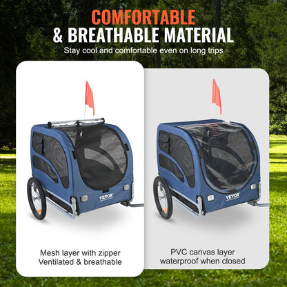 Dog Bike Trailer, Supports up to 45 kg, Pet Cart Bicycle Carrier, Easy Folding Frame with Quick Release Wheels, Universal Bicycle Coupler, Reflectors, Flag, Collapsible to Store, Blue/Black - Image 4