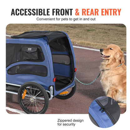 Dog Bike Trailer, Supports up to 45 kg, Pet Cart Bicycle Carrier, Easy Folding Frame with Quick Release Wheels, Universal Bicycle Coupler, Reflectors, Flag, Collapsible to Store, Blue/Black - Image 5