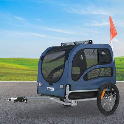 Dog Bike Trailer, Supports up to 45 kg, Pet Cart Bicycle Carrier, Easy Folding Frame with Quick Release Wheels, Universal Bicycle Coupler, Reflectors, Flag, Collapsible to Store, Blue/Black - Image 8