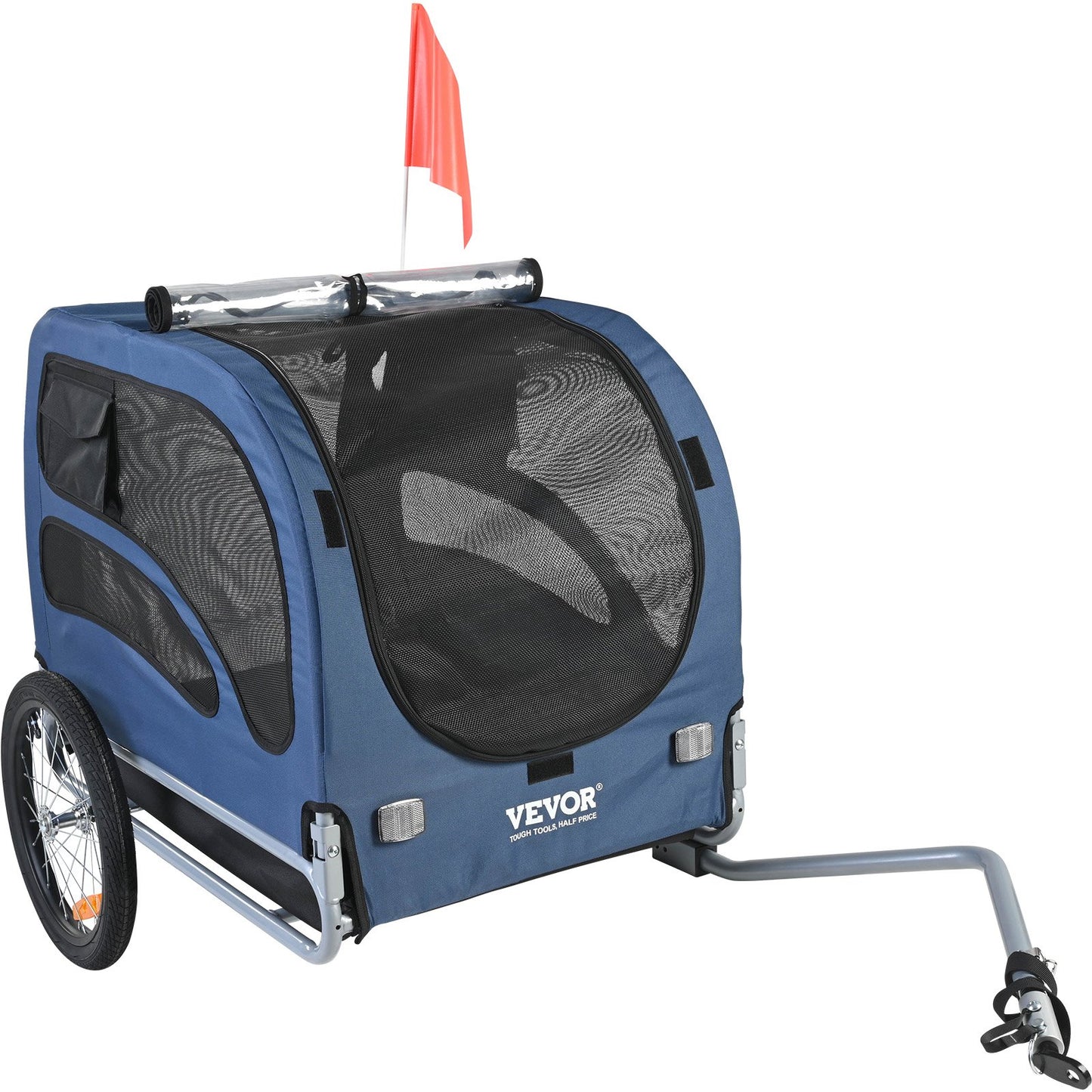 Dog Bike Trailer, Supports up to 45 kg, Pet Cart Bicycle Carrier, Easy Folding Frame with Quick Release Wheels, Universal Bicycle Coupler, Reflectors, Flag, Collapsible to Store, Blue/Black - Image 9