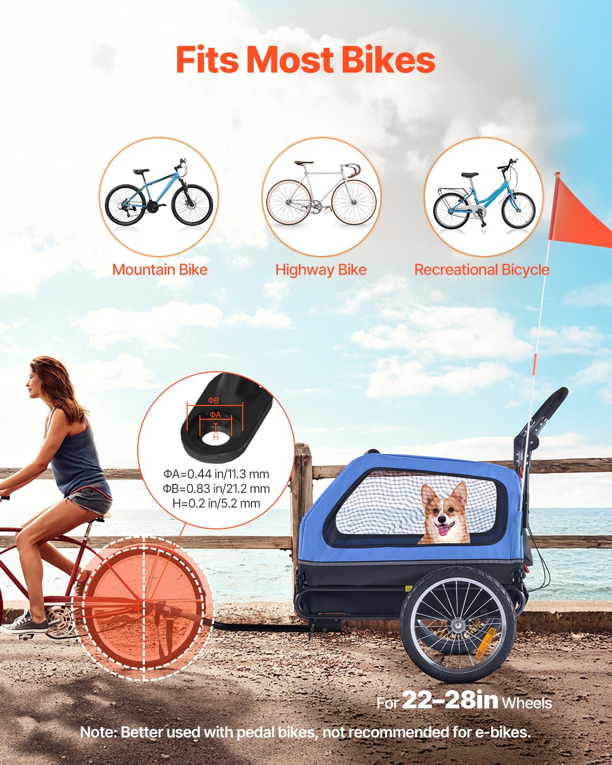 Dog Bike Trailer, Supports up to 40 kg, 2-in-1 Pet Stroller Cart Bicycle Carrier for Small & Large Dogs, Easy Folding Frame with Quick Release Wheel, Universal Bicycle Coupler, Internal Leash - Image 2