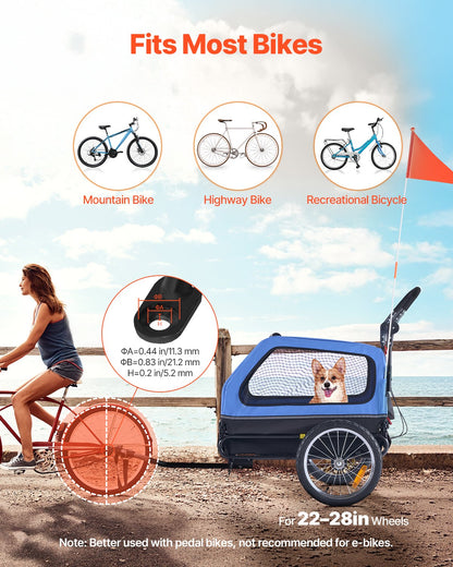 Dog Bike Trailer, Supports up to 40 kg, 2-in-1 Pet Stroller Cart Bicycle Carrier for Small & Large Dogs, Easy Folding Frame with Quick Release Wheel, Universal Bicycle Coupler, Internal Leash - Image 2
