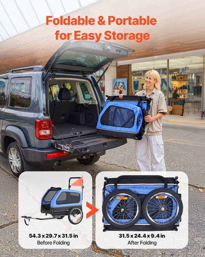 Dog Bike Trailer, Supports up to 40 kg, 2-in-1 Pet Stroller Cart Bicycle Carrier for Small & Large Dogs, Easy Folding Frame with Quick Release Wheel, Universal Bicycle Coupler, Internal Leash - Image 7