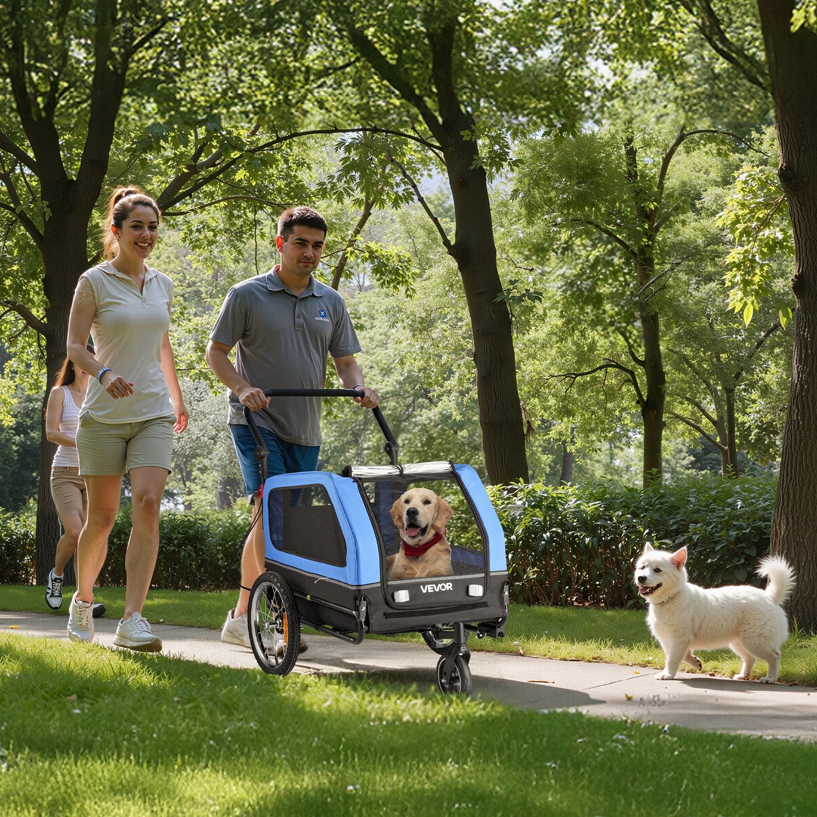 Dog Bike Trailer, Supports up to 40 kg, 2-in-1 Pet Stroller Cart Bicycle Carrier for Small & Large Dogs, Easy Folding Frame with Quick Release Wheel, Universal Bicycle Coupler, Internal Leash - Image 8