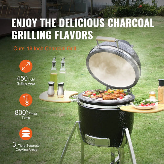 Portable Charcoal Grill, Propane Gas Grills with Cover and Cart, Heavy Duty Stainless Steel BBQ Grill, Mini Smoker for Outdoor Cooking, Barbecue Camping, Picnic, and Backyard, Black - Image 2