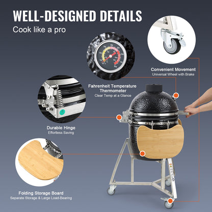 Portable Charcoal Grill, Propane Gas Grills with Cover and Cart, Heavy Duty Stainless Steel BBQ Grill, Mini Smoker for Outdoor Cooking, Barbecue Camping, Picnic, and Backyard, Black - Image 6
