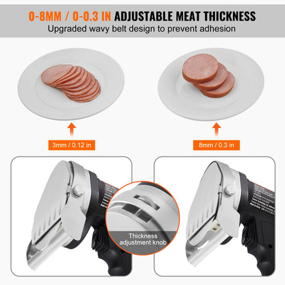 Electric Shawarma Knife, 80W Professional Turkish Kebab Knife, Commercial Stainless Steel Gyro Cutter, Doner Kebab Meat Slicer with 2 Blades, 100mm Blade Diameter, 0-8mm Adjustable Thickness - Image 3