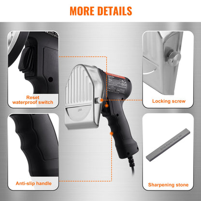 Electric Shawarma Knife, 80W Professional Turkish Kebab Knife, Commercial Stainless Steel Gyro Cutter, Doner Kebab Meat Slicer with 2 Blades, Φ4"/100mm Blade Diameter, 0-8mm Adjustable Thickness - Image 6