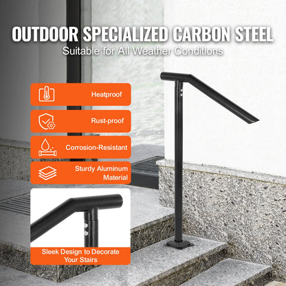 1-3 Step Handrail Railing for Steps Steel 150 kg Capacity with Screw Kit - Image 3