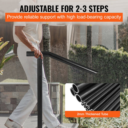 1-3 Step Handrail Railing for Steps Steel 150 kg Capacity with Screw Kit - Image 4