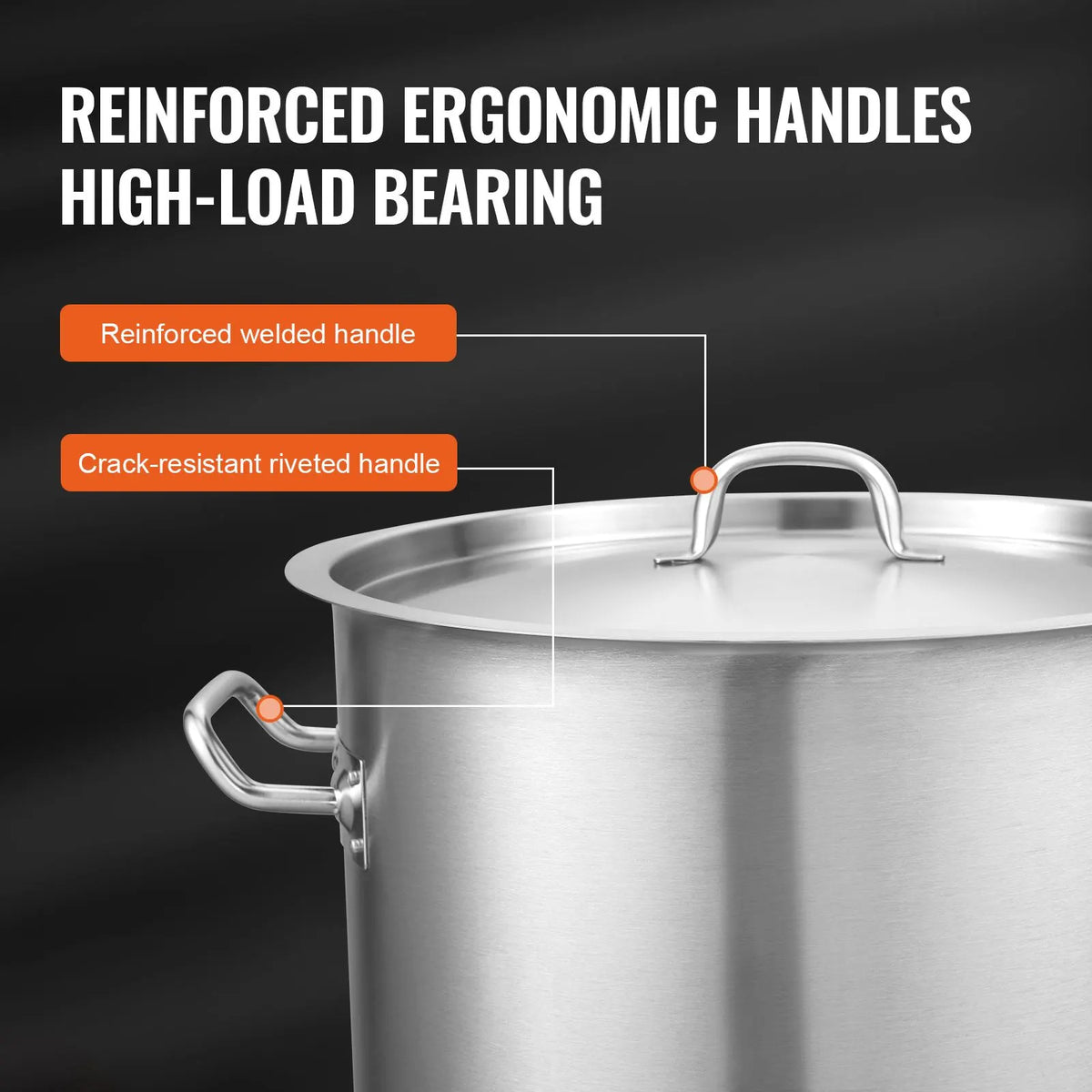 Stainless Steel Stockpot, 42 Quart Large Cooking Pots, Multipurpose Cookware Sauce Pot with Lid & Handle, Heavy Duty Commercial Grade Stock Pot, Sanding Treatment, for Large Groups Events Silver - Image 5