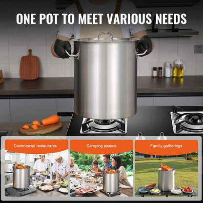 Stainless Steel Stockpot, 42 Quart Large Cooking Pots, Multipurpose Cookware Sauce Pot with Lid & Handle, Heavy Duty Commercial Grade Stock Pot, Sanding Treatment, for Large Groups Events Silver - Image 6