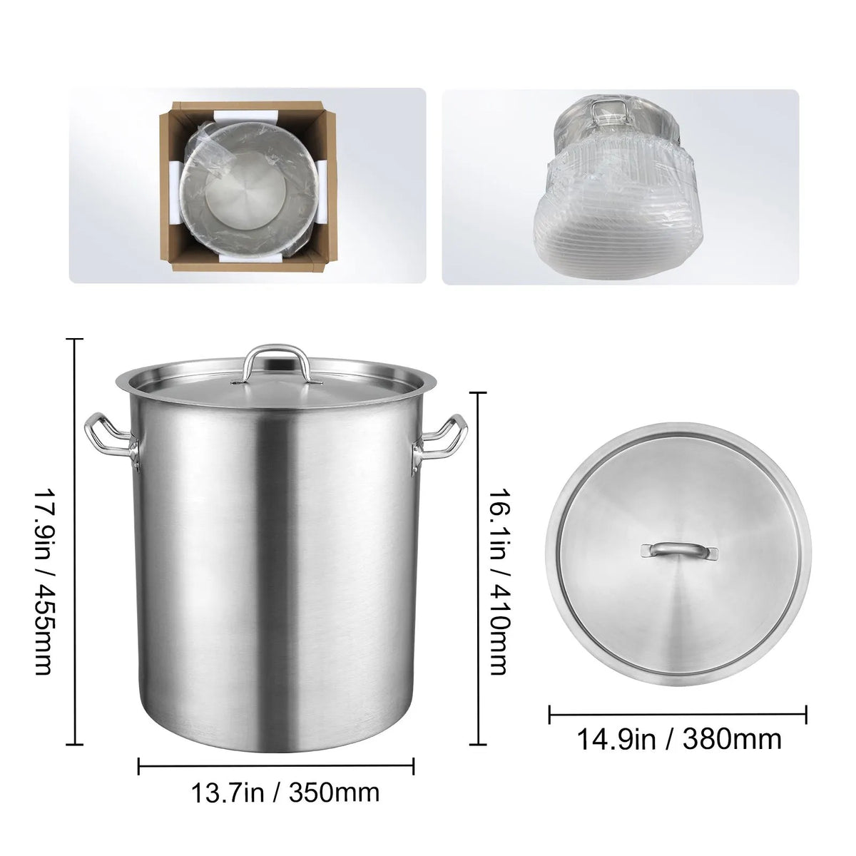 Stainless Steel Stockpot, 42 Quart Large Cooking Pots, Multipurpose Cookware Sauce Pot with Lid & Handle, Heavy Duty Commercial Grade Stock Pot, Sanding Treatment, for Large Groups Events Silver - Image 8