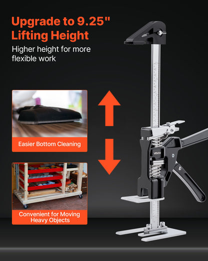 Labor Saving Arm Jack, 2 PCS 200 kg Bearing Capacity, Lifting up to 235 mm, Metal Hand Lifting Jack Tool with Magnetic Level, 2 Adjustment Modes, for Door, Window, Furniture, Woodworking, Black - Image 2