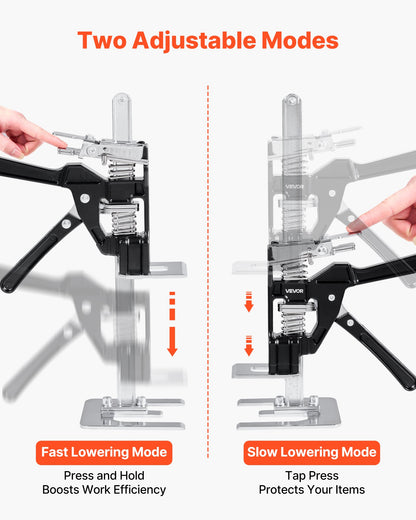 Labor Saving Arm Jack, 2 PCS 200 kg Bearing Capacity, Lifting up to 235 mm, Metal Hand Lifting Jack Tool with Magnetic Level, 2 Adjustment Modes, for Door, Window, Furniture, Woodworking, Black - Image 4
