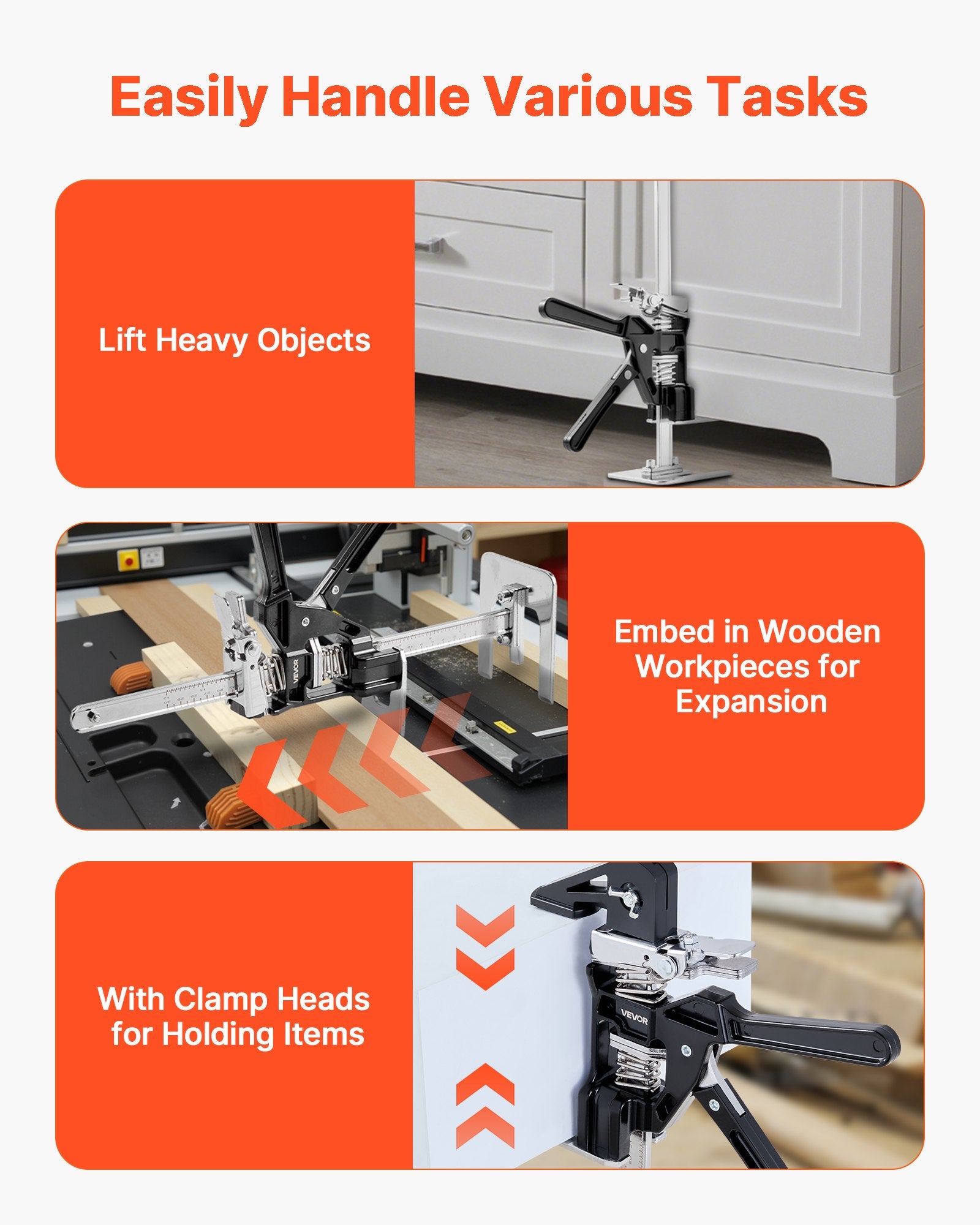 Labor Saving Arm Jack, 2 PCS 200 kg Bearing Capacity, Lifting up to 235 mm, Metal Hand Lifting Jack Tool with Magnetic Level, 2 Adjustment Modes, for Door, Window, Furniture, Woodworking, Black - Image 5