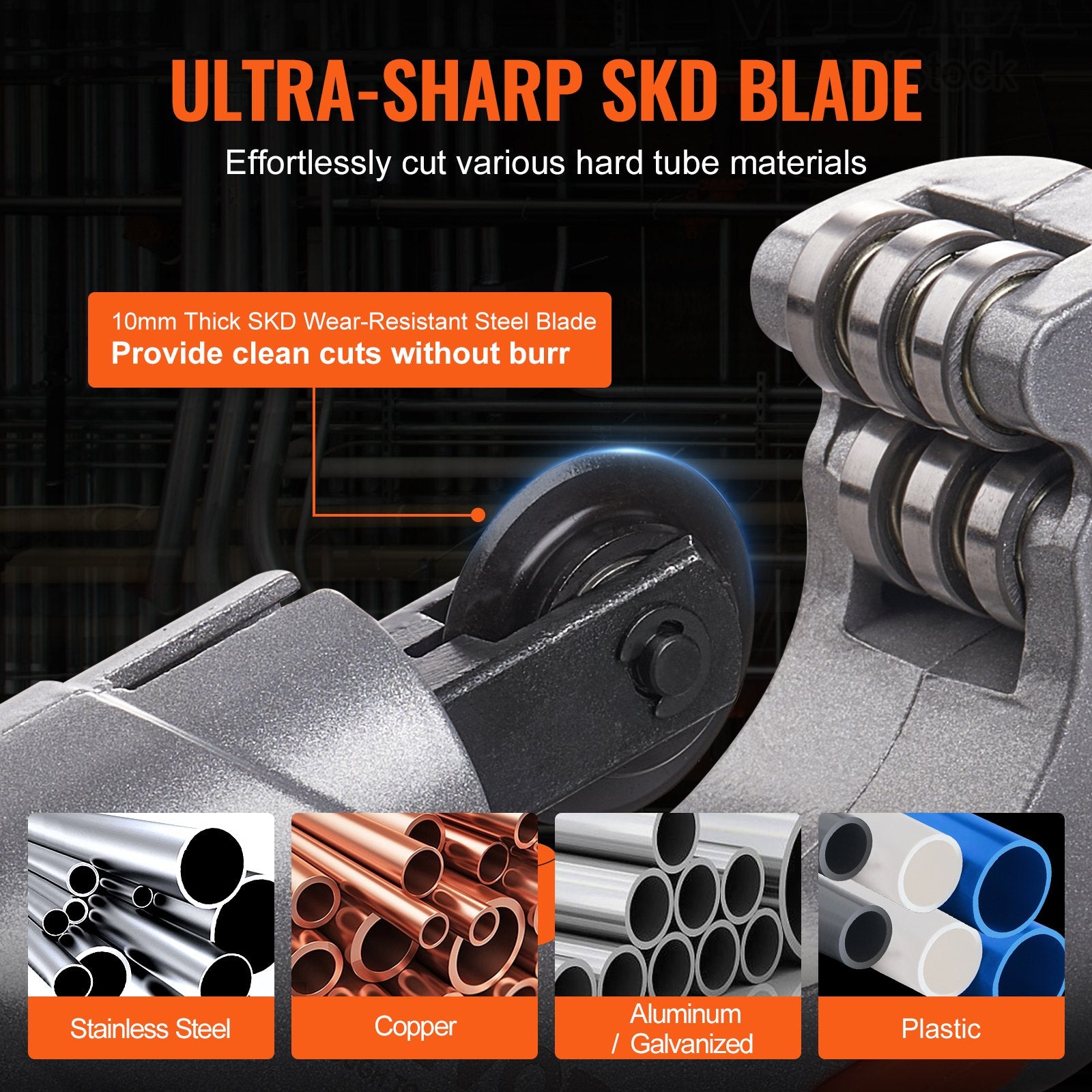 3PCS Tubing Cutter Set, 3/16"-2" O.D. Copper Pipe Cutter, 1/8"-7/8" O.D. Mini Tube Cutter and Deburring Tool, Heavy Duty Pipe Cutter Set for Copper, Aluminum, Stainless Steel, Plastic Pipes - Image 4