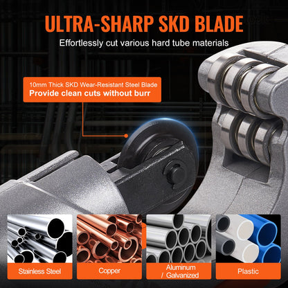 3PCS Tubing Cutter Set, 3/16"-2" O.D. Copper Pipe Cutter, 1/8"-7/8" O.D. Mini Tube Cutter and Deburring Tool, Heavy Duty Pipe Cutter Set for Copper, Aluminum, Stainless Steel, Plastic Pipes - Image 4