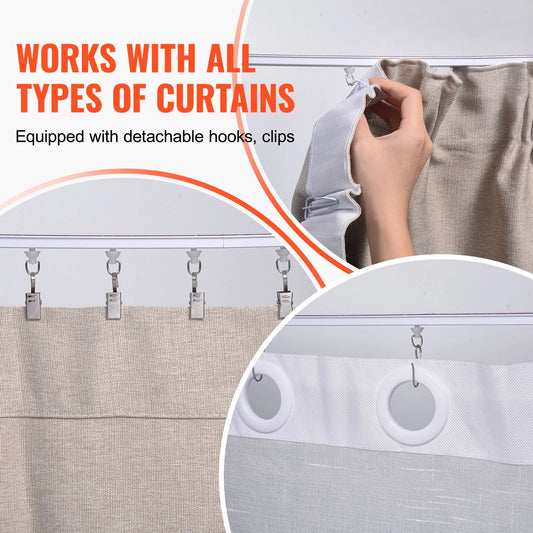 Ceiling Curtain Track Set, 9.9 FT/3 Meter, Self Adhesive, No Drill Ceiling Track System for Curtains, Room Divider Curtain Track Ceiling Mounted for Living Room with Hooks and Hardware, White - Image 5