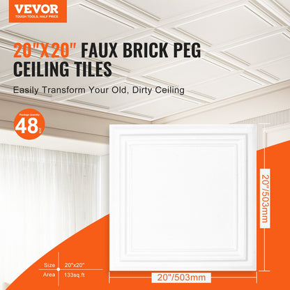 Ceiling Tiles 48-Pack 20 x 20 in Polystyrene Easy Installation Glue-up - Image 2
