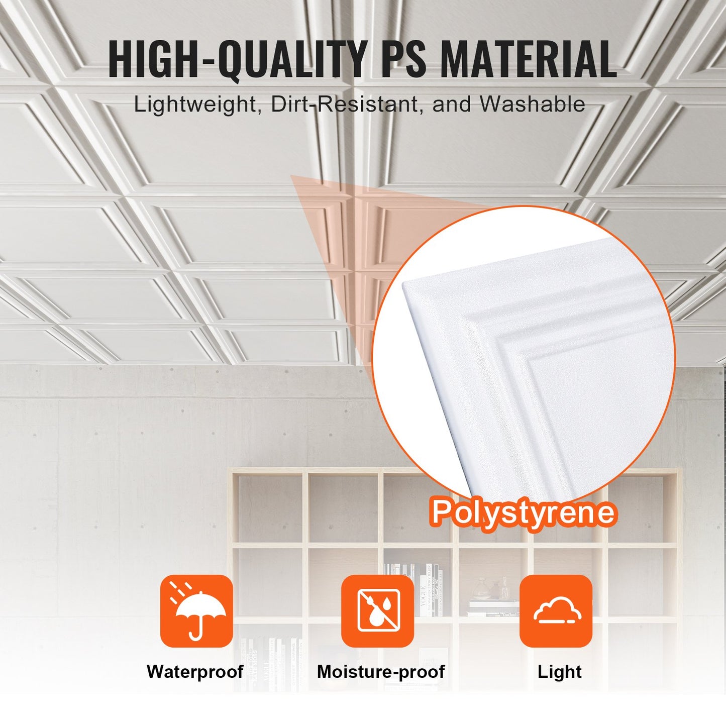 Ceiling Tiles 48-Pack 20 x 20 in Polystyrene Easy Installation Glue-up - Image 3