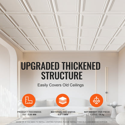 Ceiling Tiles 48-Pack 20 x 20 in Polystyrene Easy Installation Glue-up - Image 4