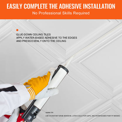 Ceiling Tiles 48-Pack 20 x 20 in Polystyrene Easy Installation Glue-up - Image 5