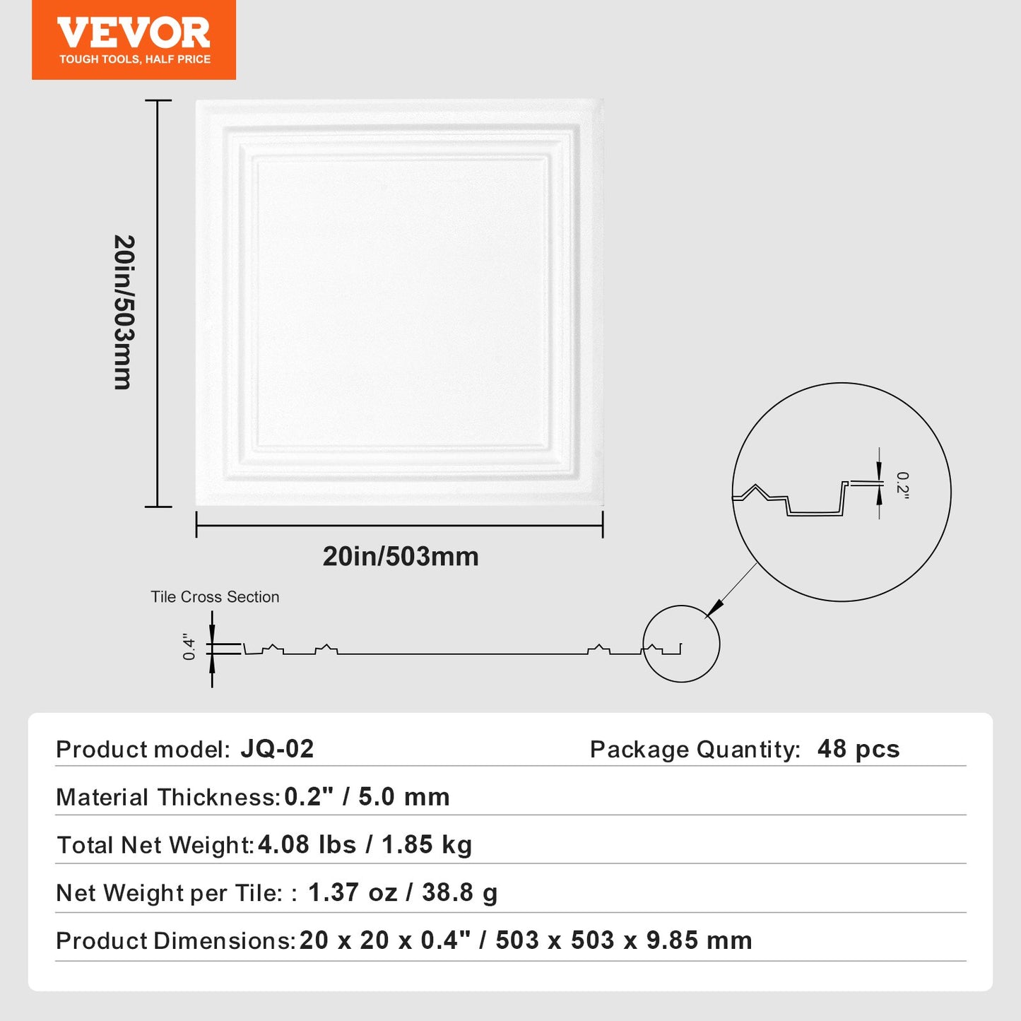 Ceiling Tiles 48-Pack 20 x 20 in Polystyrene Easy Installation Glue-up - Image 7