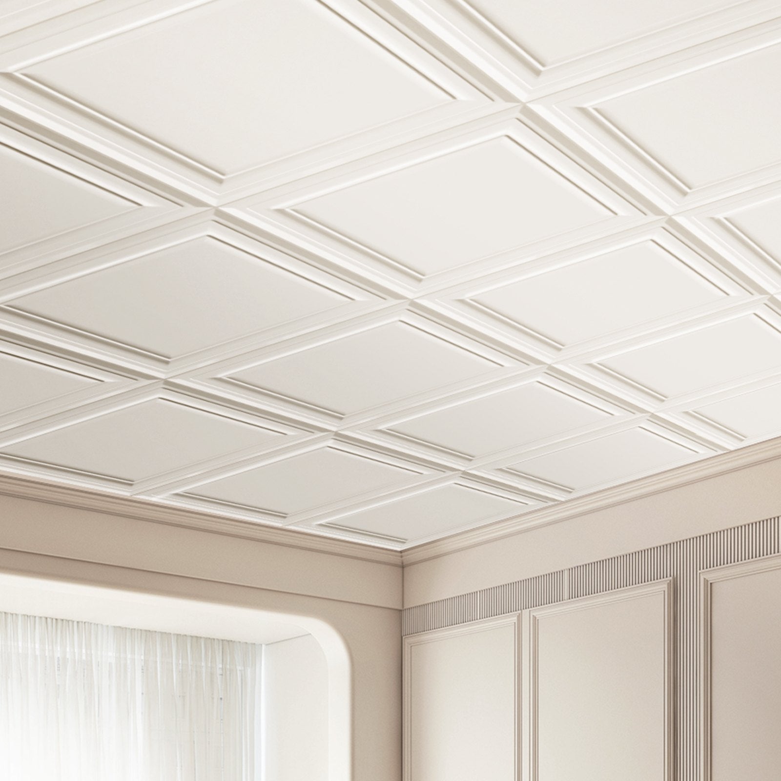 Ceiling Tiles 48-Pack 20 x 20 in Polystyrene Easy Installation Glue-up - Image 8