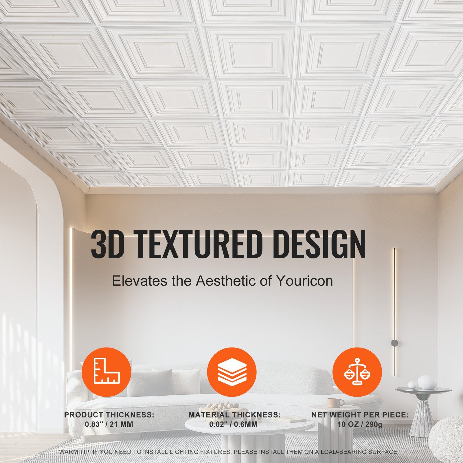 Ceiling Tiles 12-Pack 24 x 24 in PVC Easy Installation White Peg Pattern - Image 4