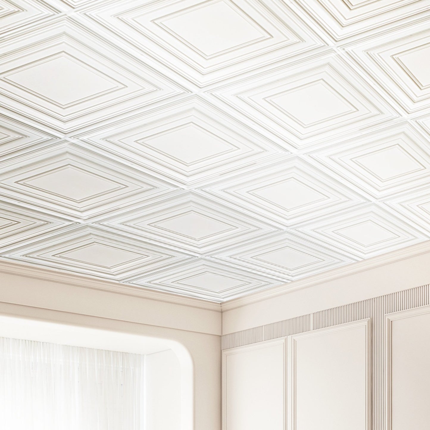 Ceiling Tiles 12-Pack 24 x 24 in PVC Easy Installation White Peg Pattern - Image 8