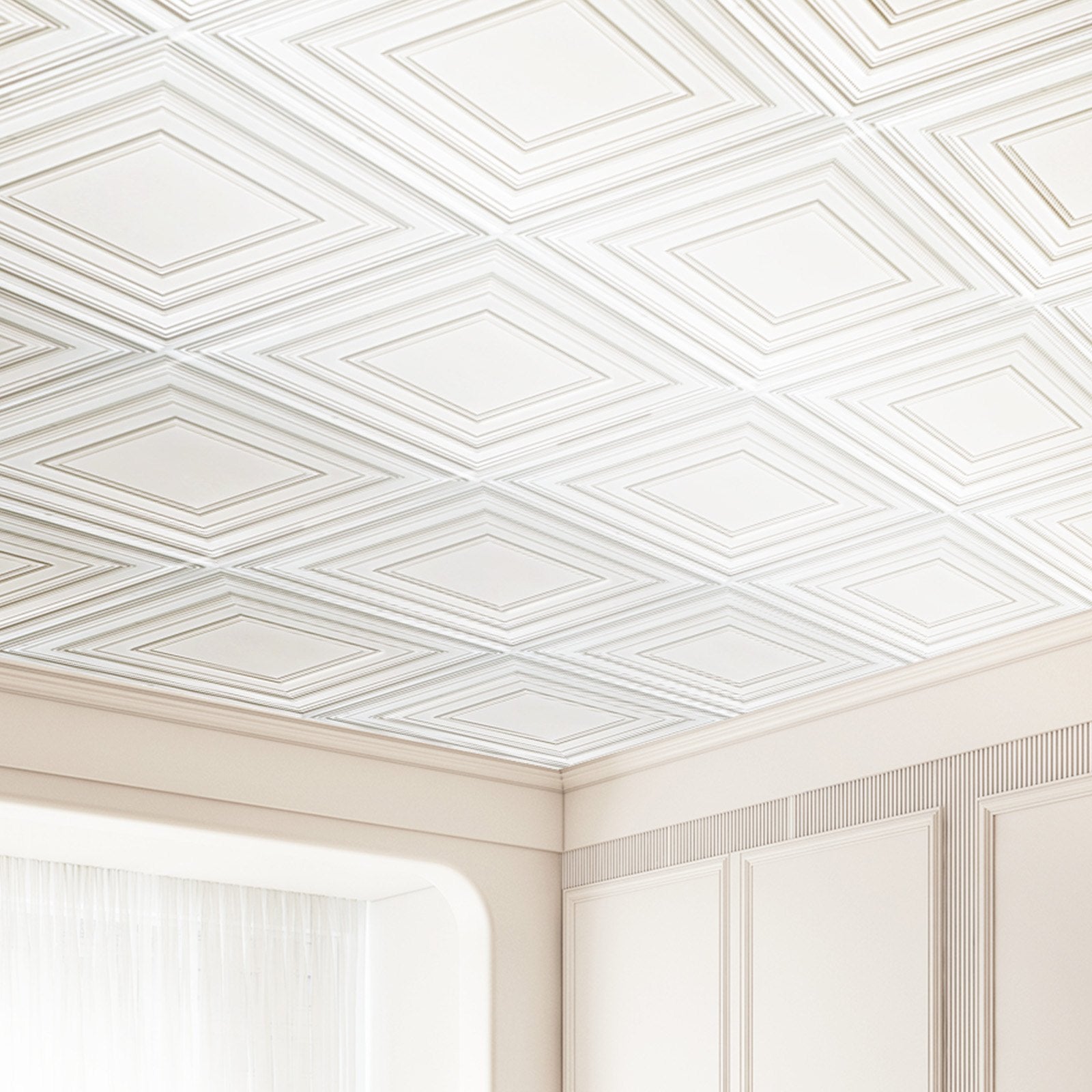 Ceiling Tiles 12-Pack 24 x 24 in PVC Easy Installation White Peg Pattern - Image 8