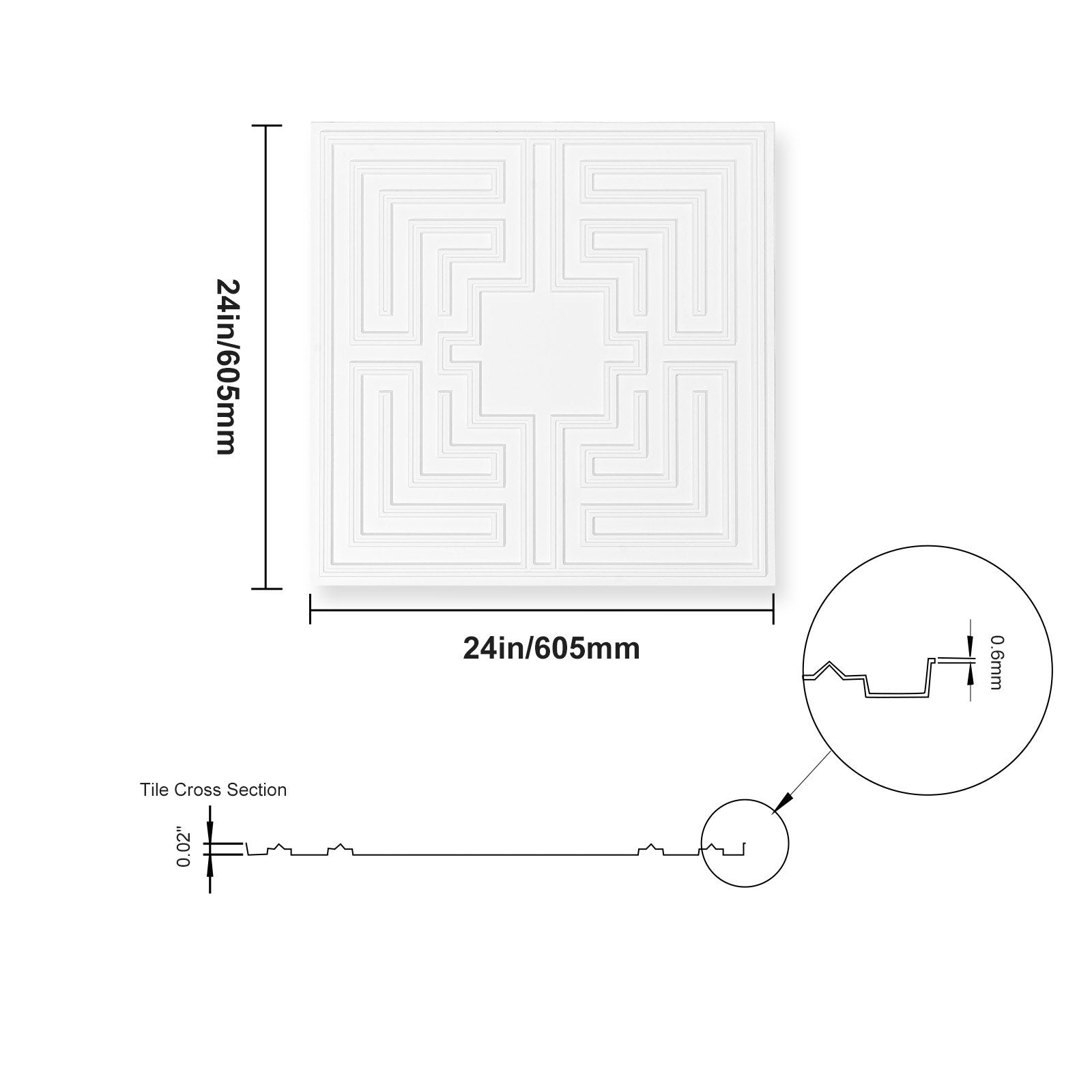 Ceiling Tiles 12-Pack 24 x 24 in PVC Easy Installation White Echo Pattern - Image 9