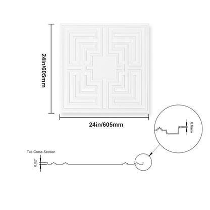 Ceiling Tiles 12-Pack 24 x 24 in PVC Easy Installation White Echo Pattern - Image 9