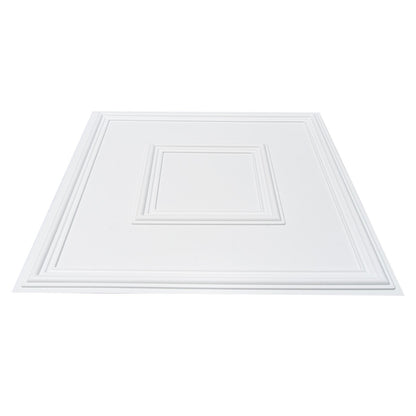Ceiling Tiles 12-Pack 24 x 24 in PVC Easy Installation White Geometric