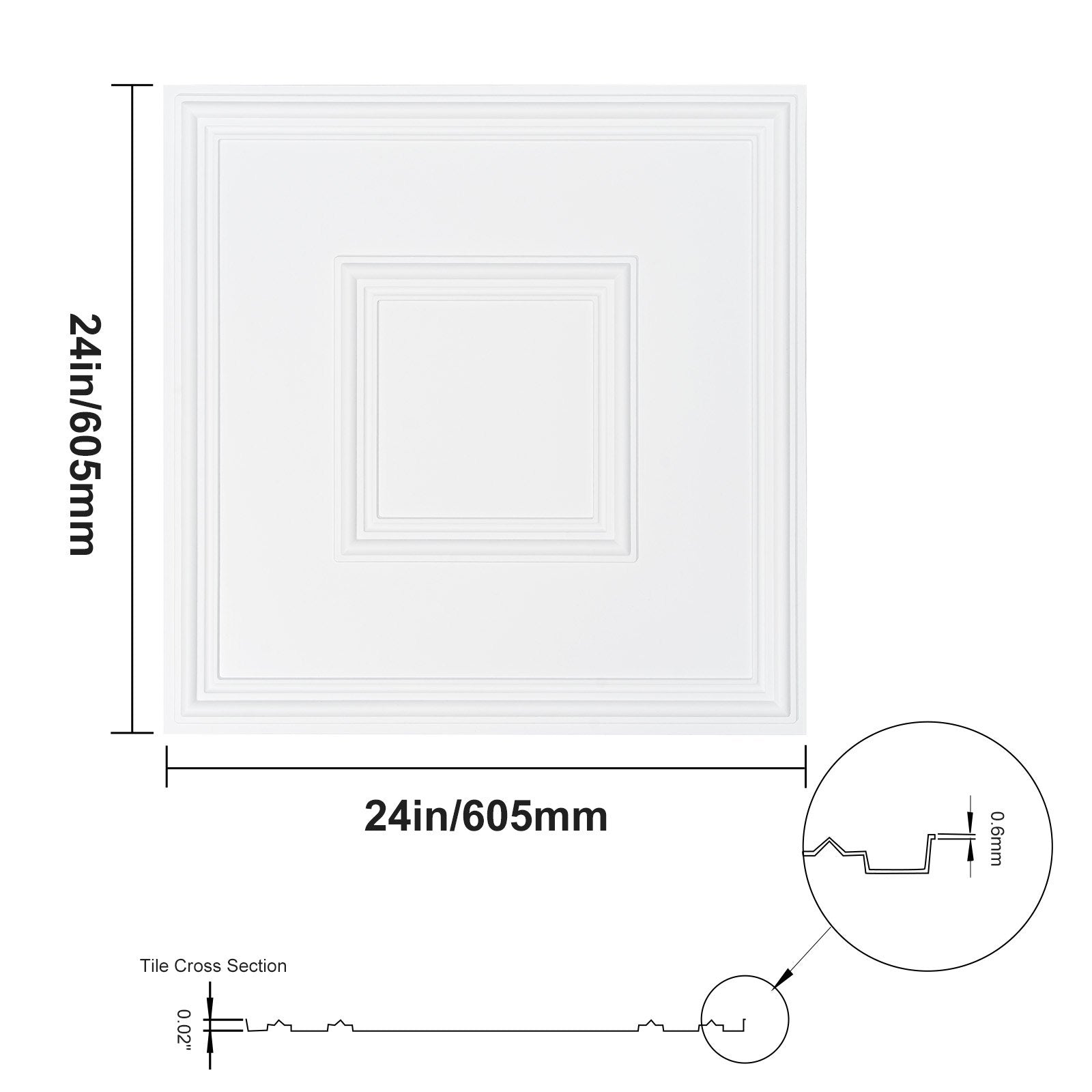 Ceiling Tiles 12-Pack 24 x 24 in PVC Easy Installation White Geometric - Image 9