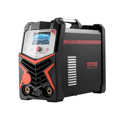 TIG Welder, 200A 6-In-1 Aluminum Welding Machine (LED Display) - AC TIG/DC TIG/AC Pulse TIG/DC Pulse TIG/Spot TIG/MMA(Stick), Electric Welder with Synergic Control IGBT