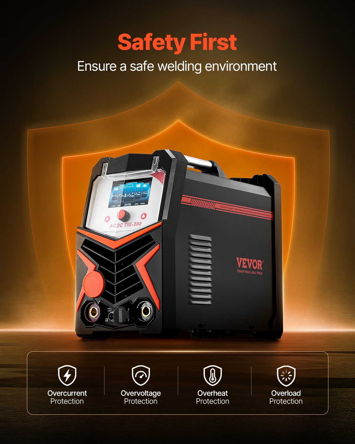 TIG Welder, 200A 6-In-1 Aluminum Welding Machine (LED Display) - AC TIG/DC TIG/AC Pulse TIG/DC Pulse TIG/Spot TIG/MMA(Stick), Electric Welder with Synergic Control IGBT - Image 5