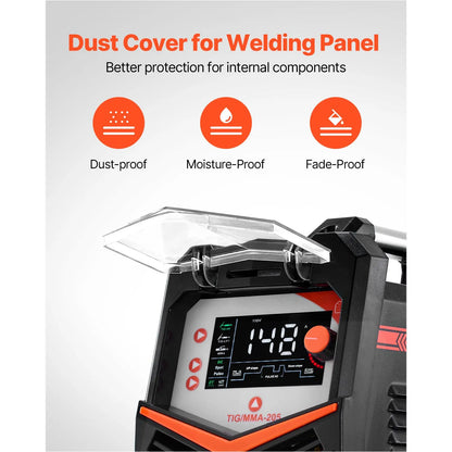 TIG Welder, 205A 3-In-1 Welding Machine (Large LED Display)- DC TIG/DC Pulse TIG/MMA(Stick), Electric Welder with IGBT Inverter High-Frequency Start - Image 5