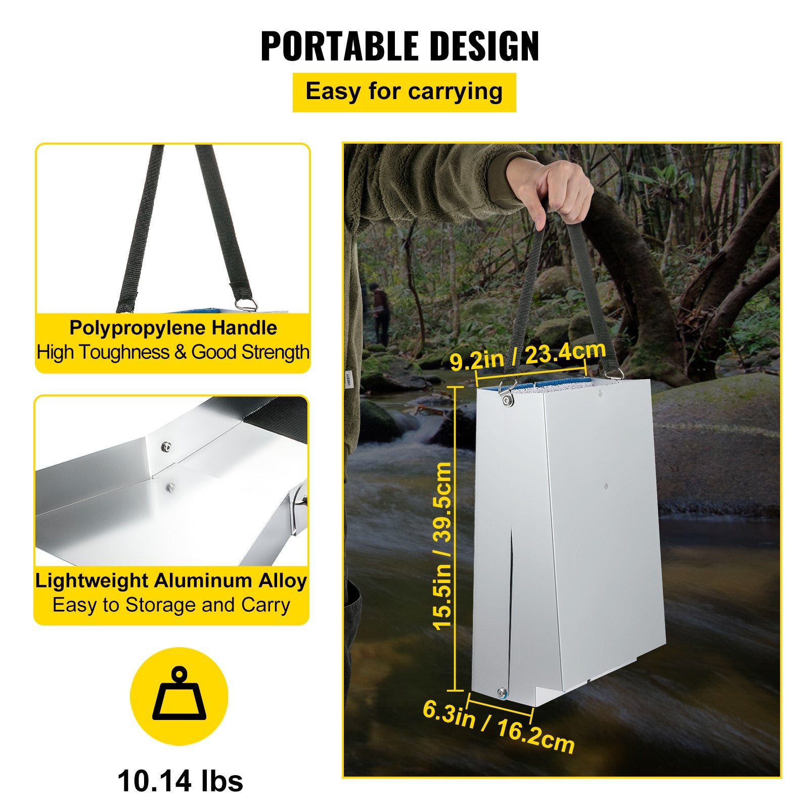 Folding Aluminum Alloy Sluice Box, Compact 50" Sluice Boxes for Gold, Lightweight Gold Sluice Equipment, Portable Sluice Boxes with Miner's Moss, River, Creek, Gold Panning, Prospecting, Dredg - Image 3