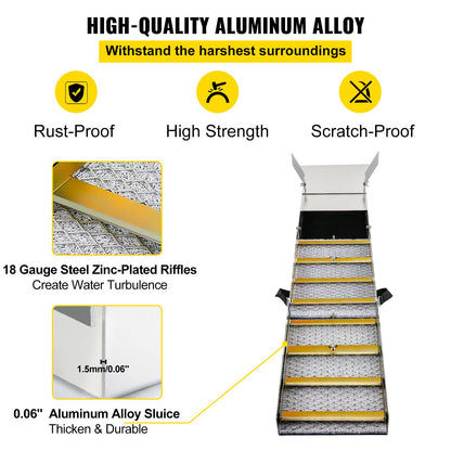 Folding Aluminum Alloy Sluice Box, Compact 50" Sluice Boxes for Gold, Lightweight Gold Sluice Equipment, Portable Sluice Boxes with Miner's Moss, River, Creek, Gold Panning, Prospecting, Dredg - Image 4
