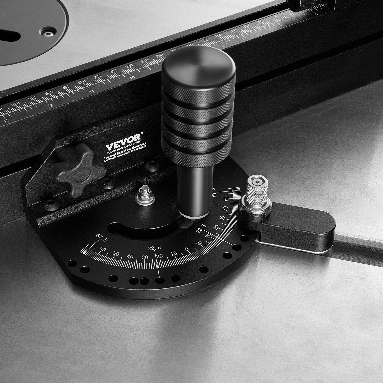Precision Miter Gauge, Standard Slot 3/4'' x 3/8'', Aluminum Alloy Table Saw Miter Gauge with 19-35 in Grating 15 Angle Stops Adjustable Spring Loaded Plunger and Removable Disc, for Woodworking - Image 8