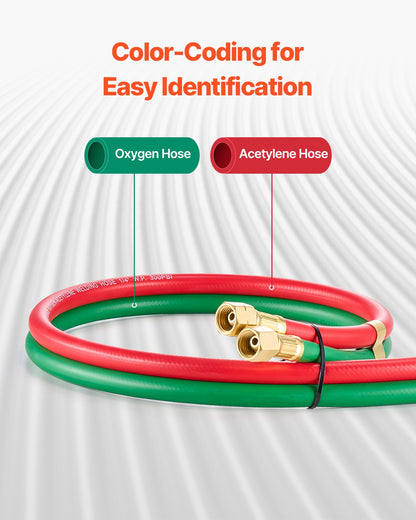 Oxygen Acetylene Hose, 1/4-Inch x 25FT Oxy Acetylene Hose with 9/16"-18 B Fitting, 300PSI T Grade Welding Cutting Torch Twin Hose, Compatible with Oxygen, Acetylene, Propane and Other Fuel Gases - Image 5