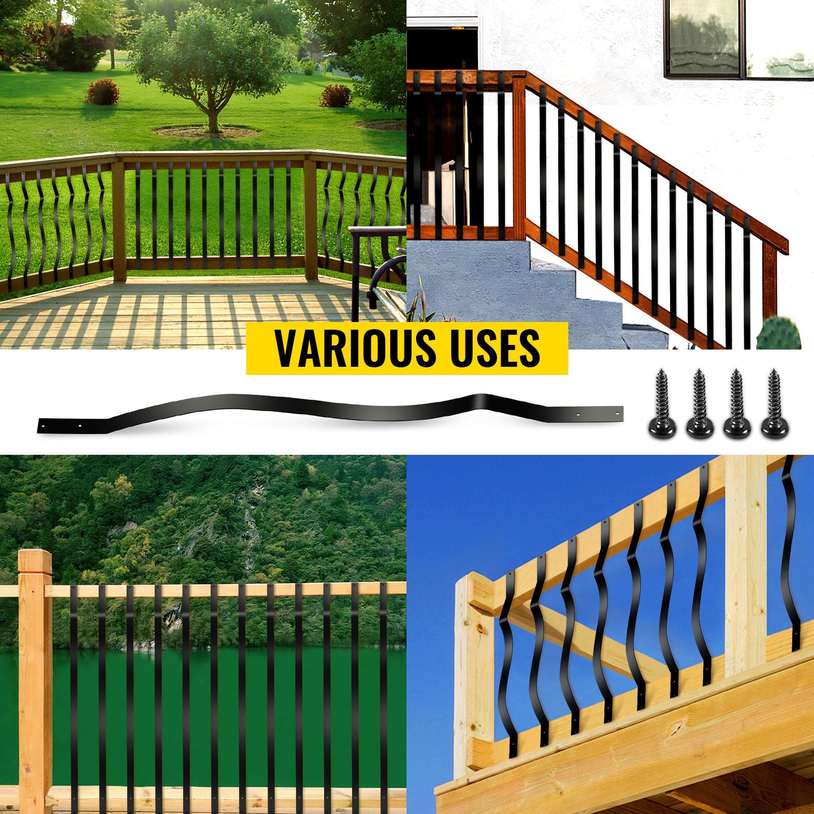 Deck Balusters, 51 Pack Metal Deck Spindles, 32.25\"x1\" Staircase Baluster with Screws, Iron Deck Railing for Wood and Composite Deck, Stylish Baluster for Outdoor Stair Deck Porch - Image 7