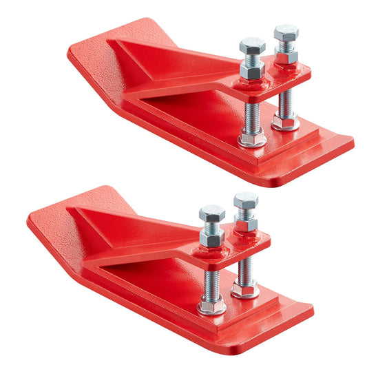 Tractor Bucket Protector, 2PCS Heavy Duty Steel Bucket Edge Protectors, Edge Tamer Anti-Skid Device with Double Hexagon Lock Nuts and Bolts, for Snow, Leave Removal & Spreading Gravel (Red)