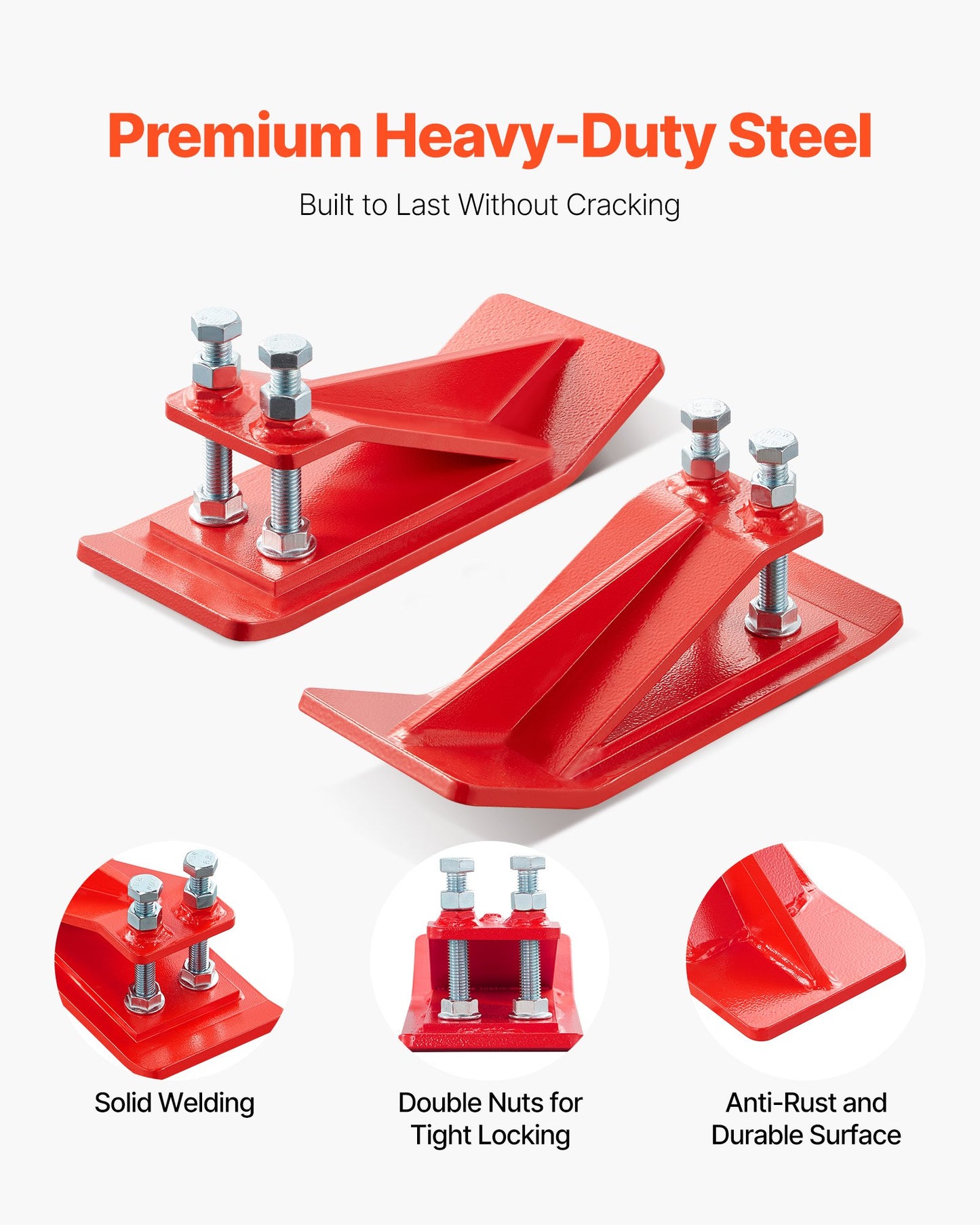 Tractor Bucket Protector, 2PCS Heavy Duty Steel Bucket Edge Protectors, Edge Tamer Anti-Skid Device with Double Hexagon Lock Nuts and Bolts, for Snow, Leave Removal & Spreading Gravel (Red) - Image 3